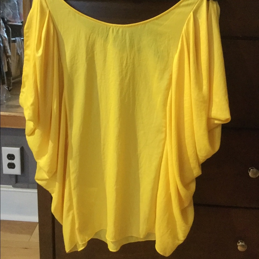 Golden Glow yellow BCBG shirt with cocoon sleeves